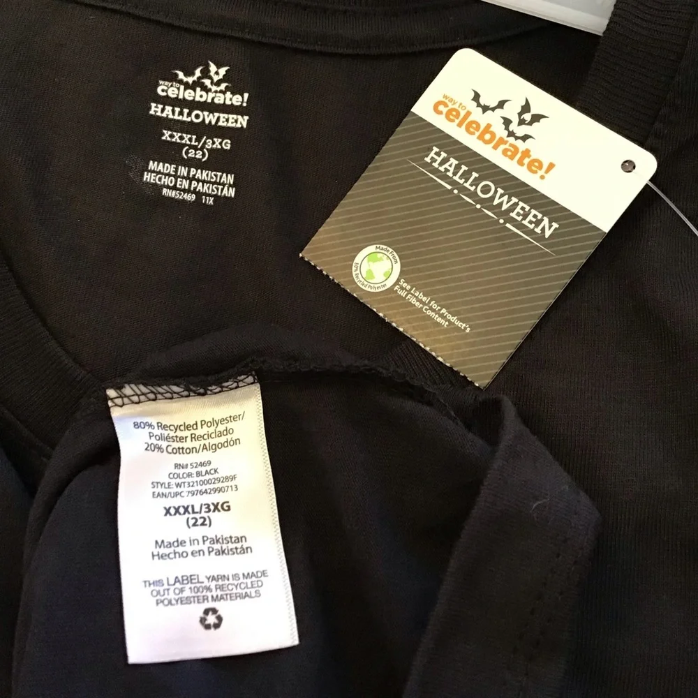 Halloween Womens Black Meow Moon Cat Short Sleeve Tee Shirt - Picture 11 of 11